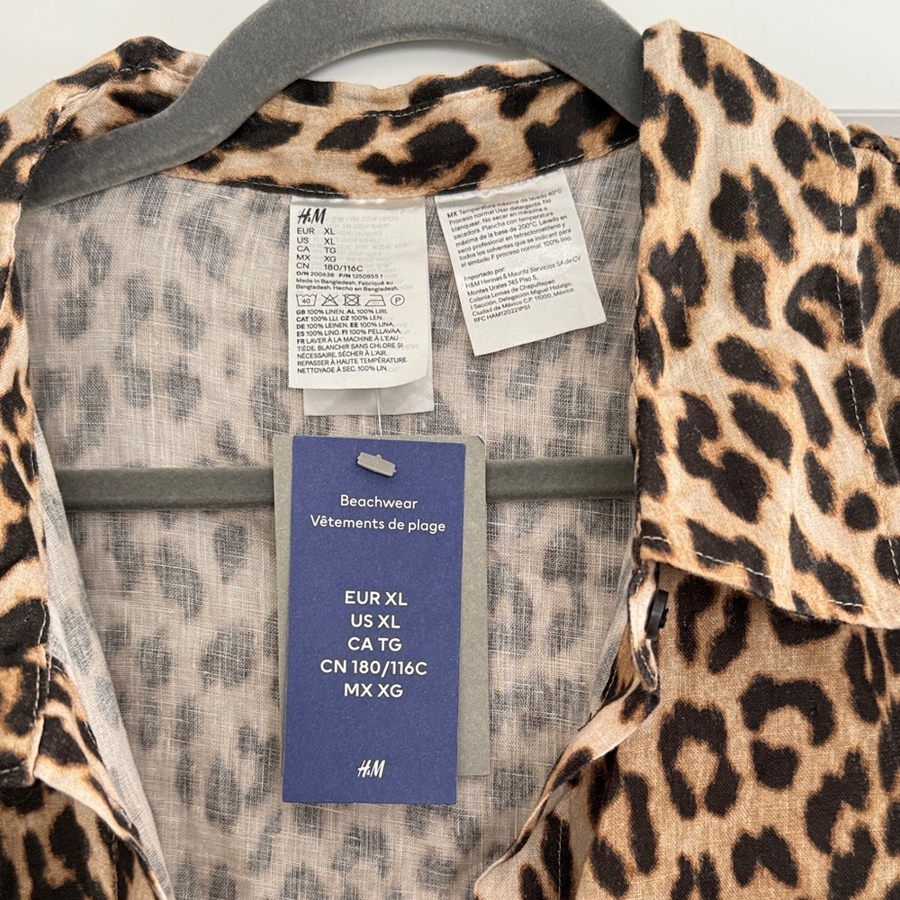 H&M NWT Leopard Print Button-Up Beachwear Coverup - Picture 2 of 2